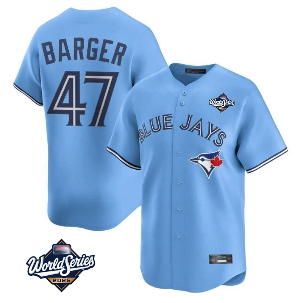 T.Blue Jays #47 Addison Barger Player Blue 2025 World Series Limited Hdoa Stitched Jerseys