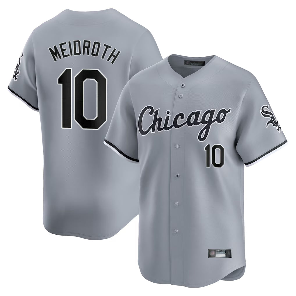 C.White Sox #10 Chase Meidroth Player Gray Road Limited Home Hdoa Stitched Jerseys