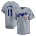 LA.Dodgers #11 Roki Sasaki Player Gray Limited Home Hdoa Stitched Jerseys
