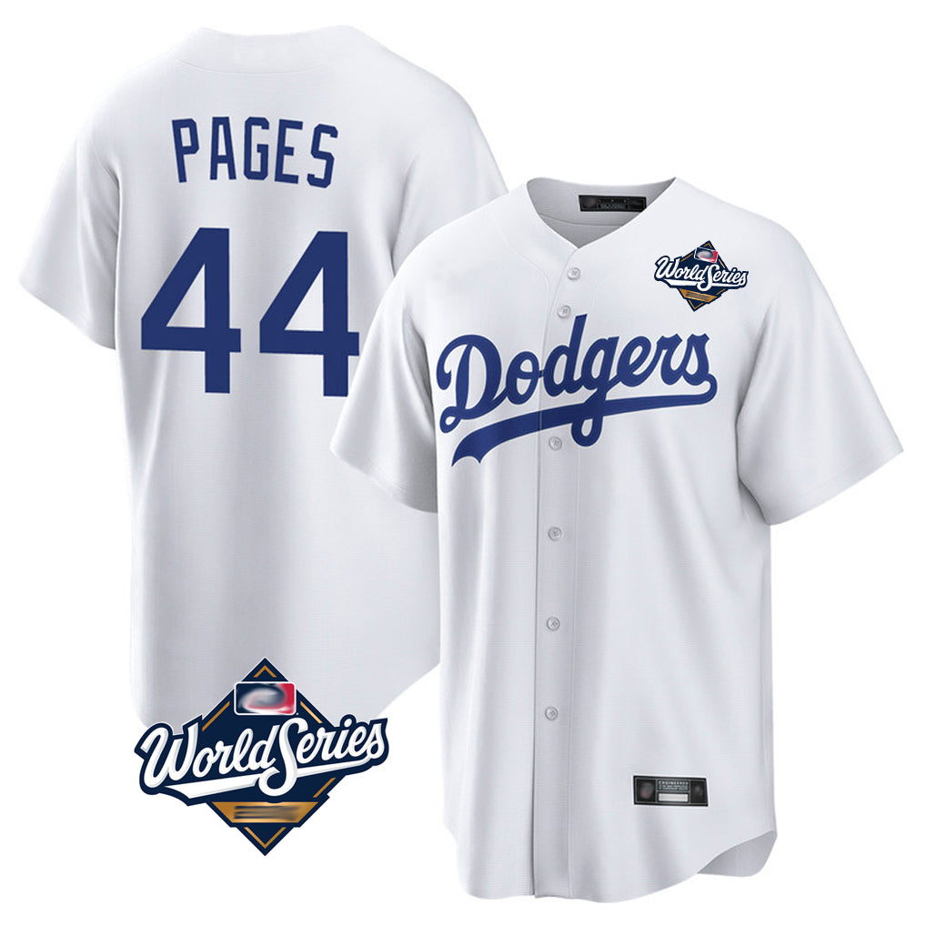 LA.Dodgers #44 Andy Pages Player White World Series Game Home Hdoa Stitched Jerseys