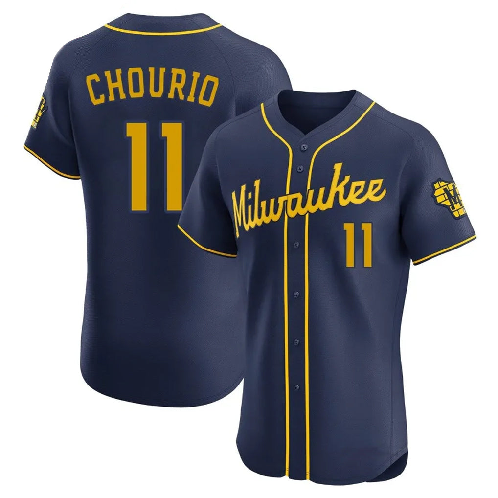 M.Brewers #11 Jackson Chourio Player Navy Home Limited Elite Hdoa Stitched Jerseys