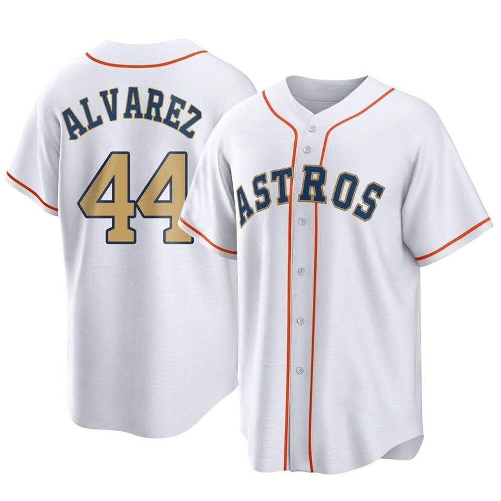 H.Astros #44 Yordan Alvarez Player Gold Collection Game Home Hdoa Stitched Jerseys