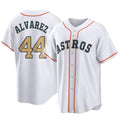 H.Astros #44 Yordan Alvarez Player Gold Collection Game Home Hdoa Stitched Jerseys