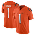 C.Bengals #1 Ja'Marr Chase Player Orange Vapor F.U.S.E. Limited Home Game Hdoa Stitched Jerseys