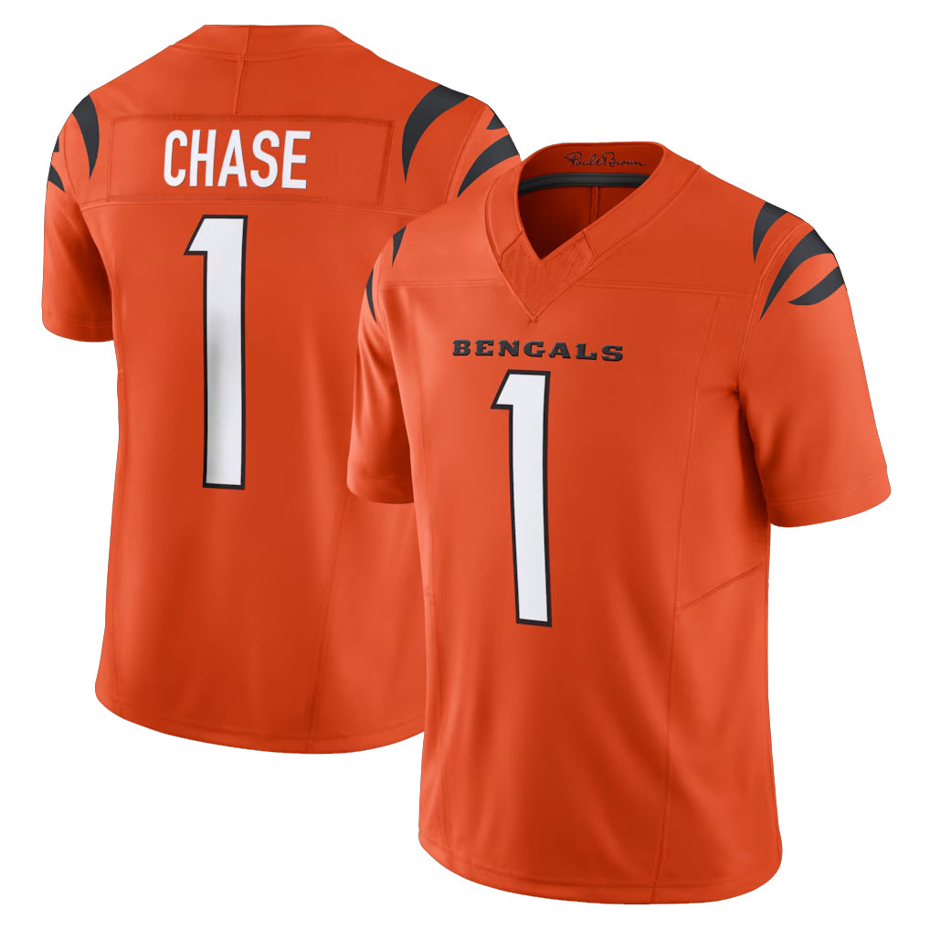C.Bengals #1 Ja'Marr Chase Player Orange Vapor F.U.S.E. Limited Home Game Hdoa Stitched Jerseys