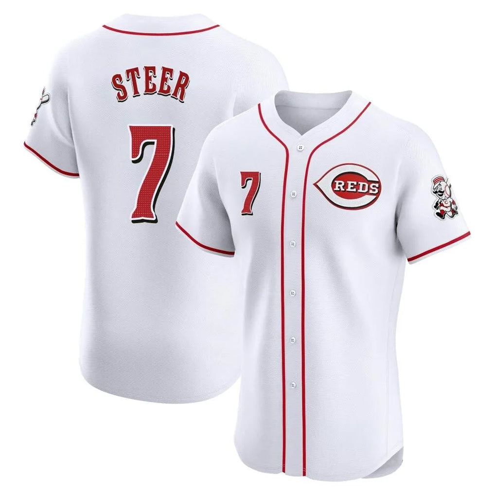 C.Reds #7 Spencer Steer Player White Limited Elite Home Hdoa Stitched Jerseys