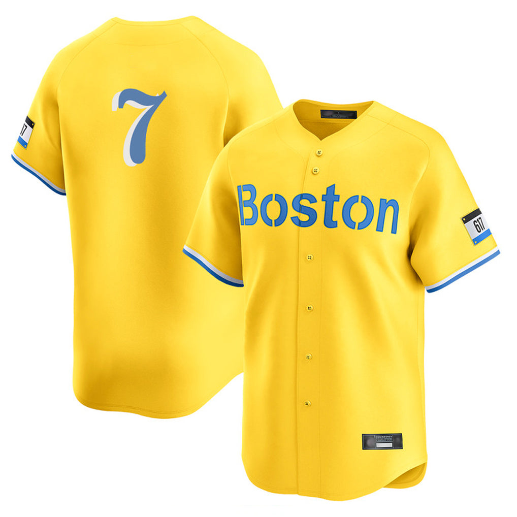 B.Red Sox #7 Masataka Yoshida Player Yellow Limited Home Game Hdoa Stitched Jerseys