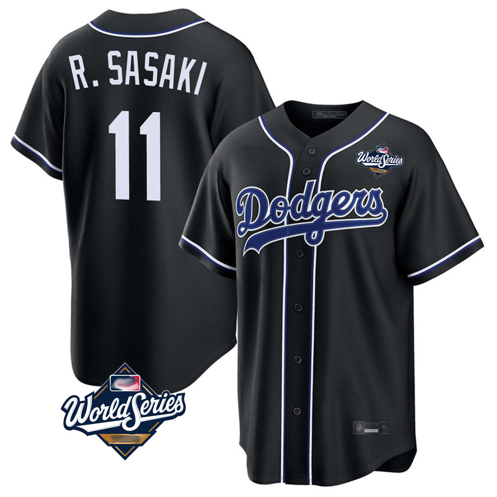 LA.Dodgers #11 Roki Sasaki Player Black World Series Carbon Limited Home Hdoa Stitched Jerseys