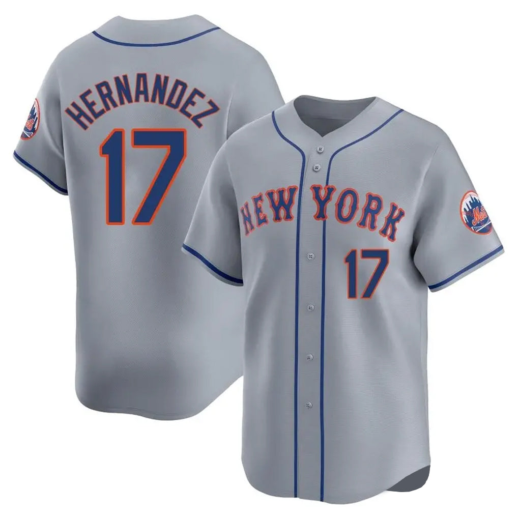 NY.Mets #17 Keith Hernandez Player Gray Road Limited Home Hdoa Stitched Jerseys