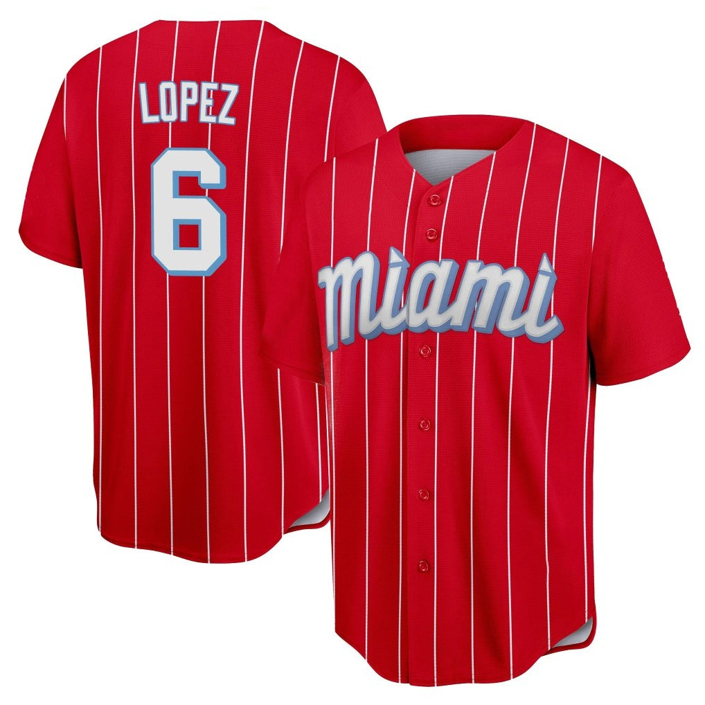 M.Marlins #6 Otto Lopez Player Red City Connect Home Game Hdoa Stitched Jerseys