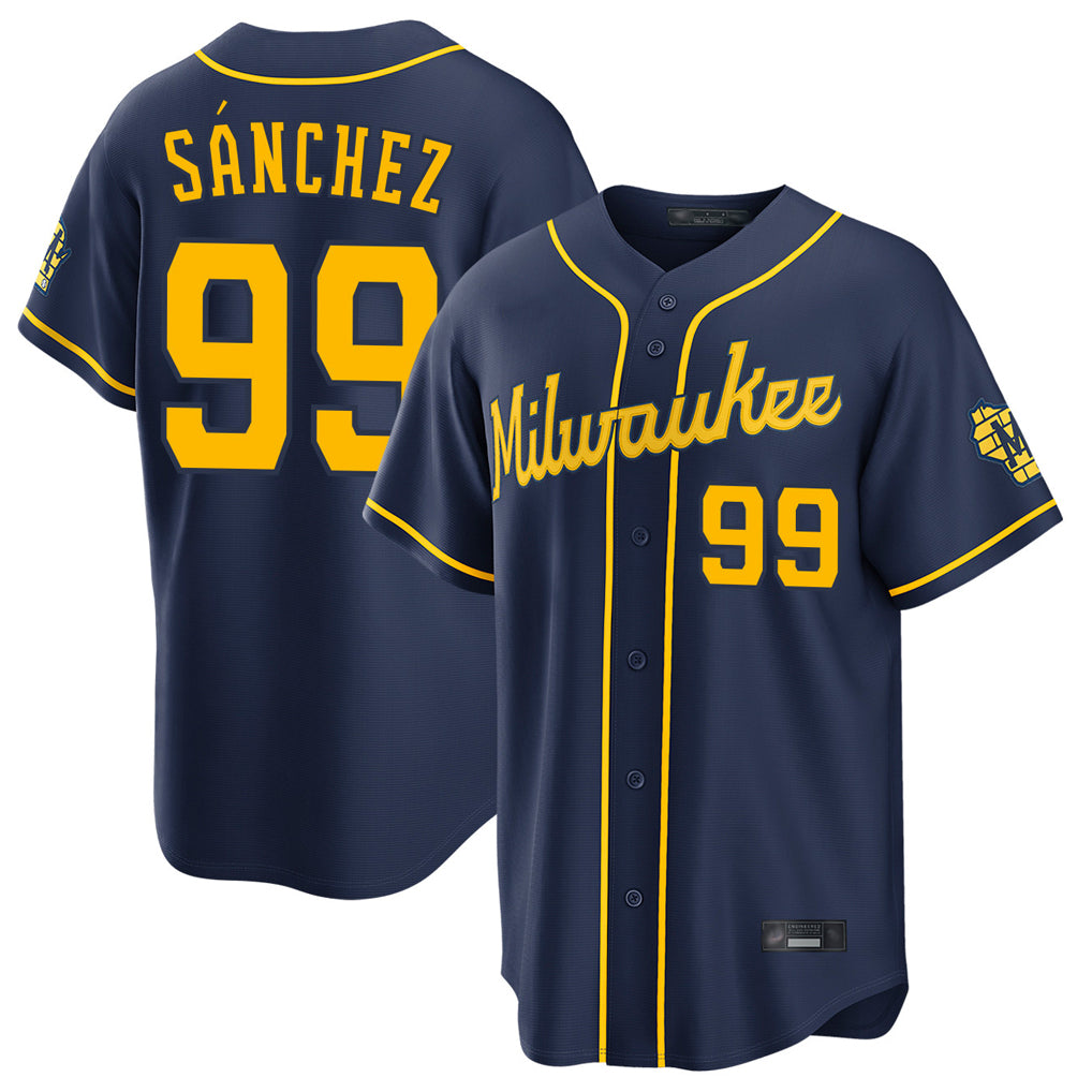 M.Brewers #99 Gary Sanchez Player Navy Home Stadium Game Hdoa Stitched Jerseys