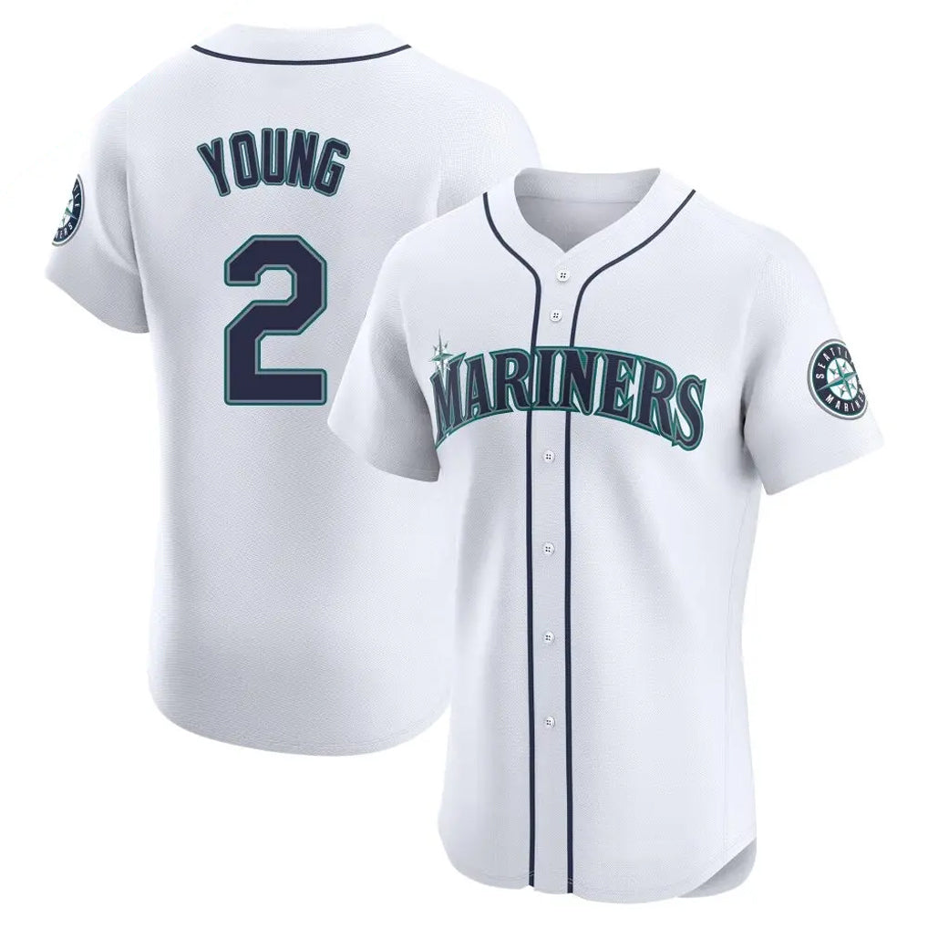S.Mariners #2 Cole Young Player White Home Limited Elite Hdoa Stitched Jerseys