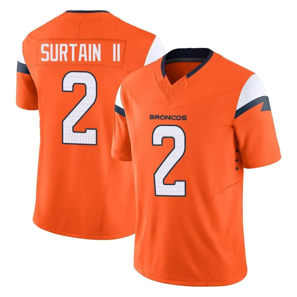 D.Broncos #2 Pat Surtain II Player Orange Vapor F.U.S.E. Limited Home Game Hdoa Stitched Jerseys