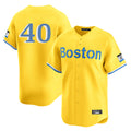 B.Red Sox #40 Willson Contreras Player Yellow Limited Home Game Hdoa Stitched Jerseys