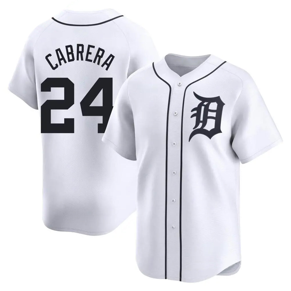 D.Tigers #24 Miguel Cabrera Player White Home Limited Hdoa Stitched Jerseys