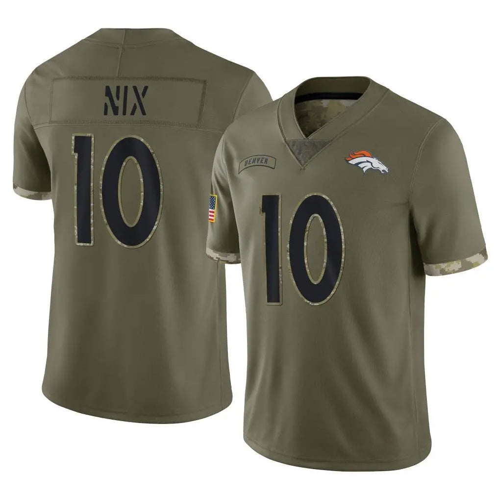 D.Broncos #10 Bo Nix Player Olive Salute To Service Limited Hdoa Stitched Jerseys