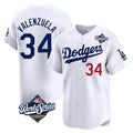 LA.Dodgers #34 Fernando Valenzuela Player White World Series Limited Home Hdoa Stitched Jerseys