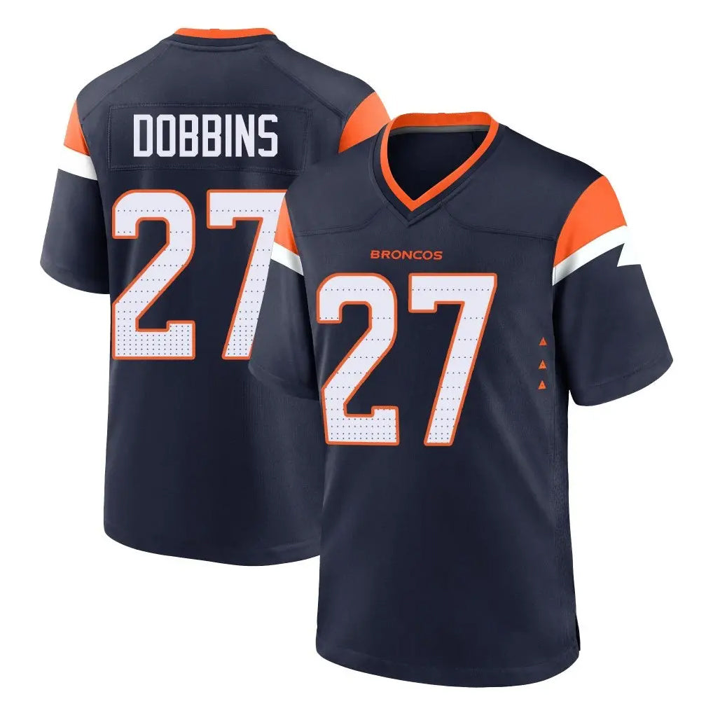 D.Broncos #27 J.K. Dobbins Player Navy Home Game Hdoa Stitched Jerseys
