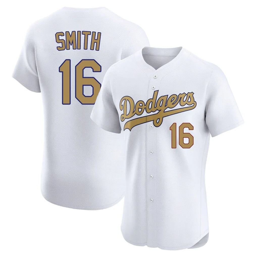 LA.Dodgers #16 Will Smith Player Gold Limited Elite Home Hdoa Stitched Jerseys