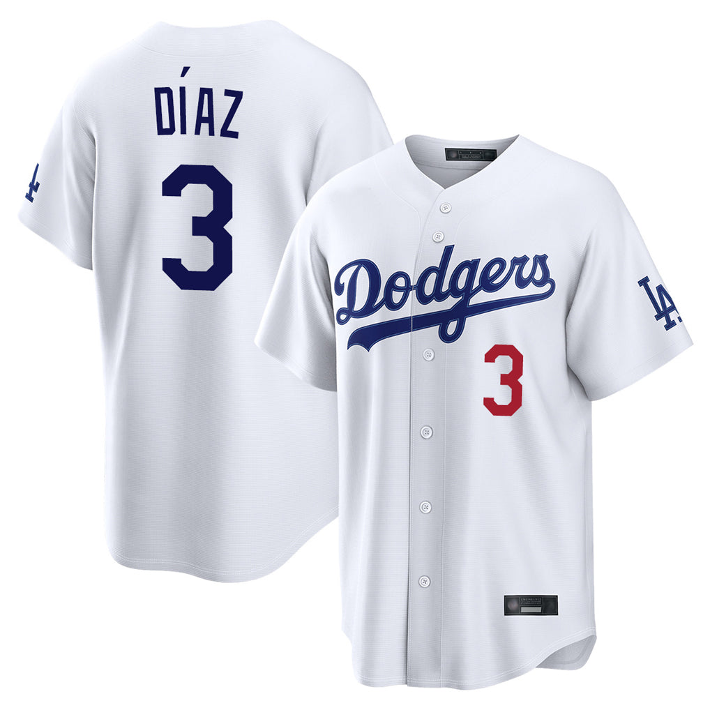 LA.Dodgers #3 Edwin D¨ªaz Player White Home Game Hdoa Stitched Jerseys