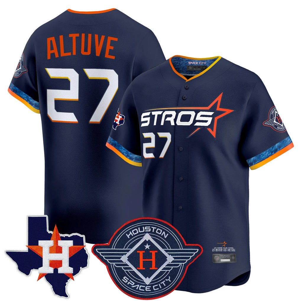H.Astros #27 Jose Altuve Player Navy City Connect Texas Patch Vapor Premier Limited Home Hdoa Stitched Jerseys