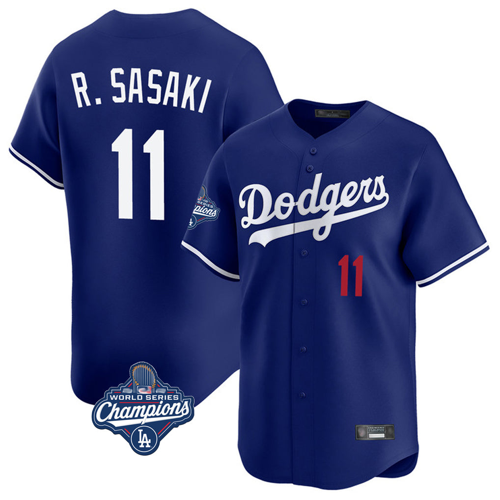 LA.Dodgers #11 Roki Sasaki Player Royal World Series Meet Limited Home Hdoa Stitched Jerseys