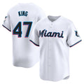 M.Marlins #47 John King Player White  Home Limited Hdoa Stitched Jerseys