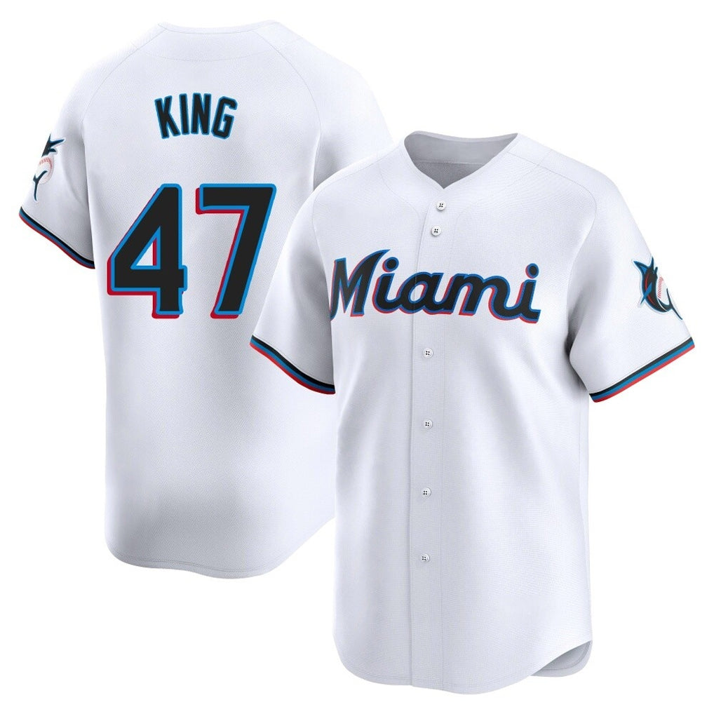 M.Marlins #47 John King Player White  Home Limited Hdoa Stitched Jerseys