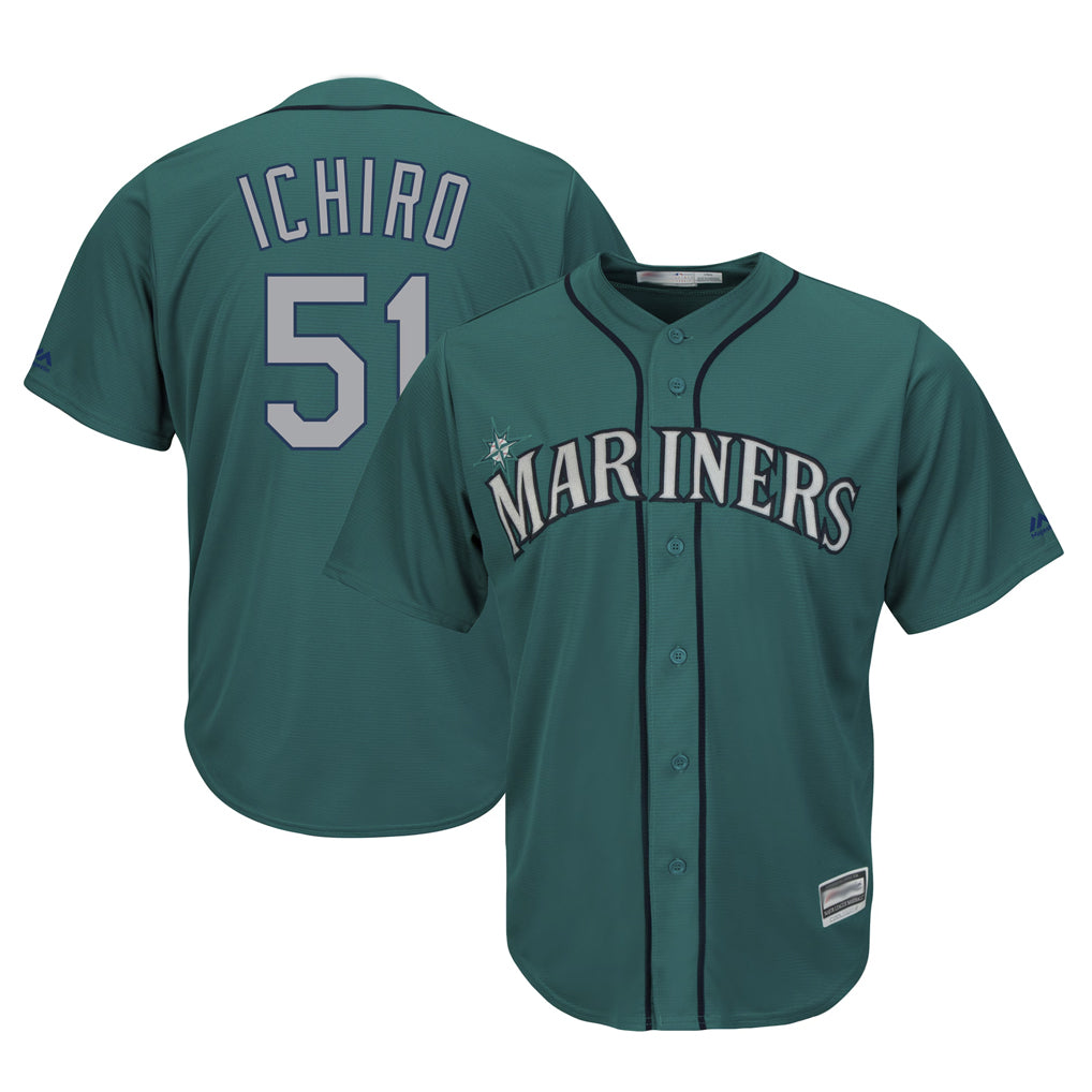 S.Mariners #51 Ichiro Suzuki Player Aqua Majestic Cool Base Limited Hdoa Stitched Jerseys