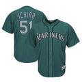 S.Mariners #51 Ichiro Suzuki Player Aqua Majestic Cool Base Limited Hdoa Stitched Jerseys