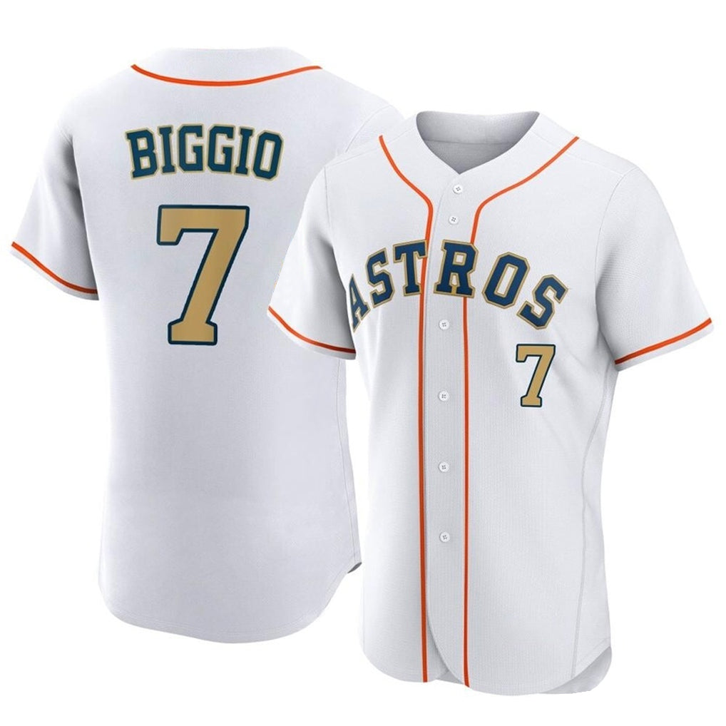 H.Astros #7 Craig Biggio Player Gold Collection Limited Elite Home Hdoa Stitched Jerseys