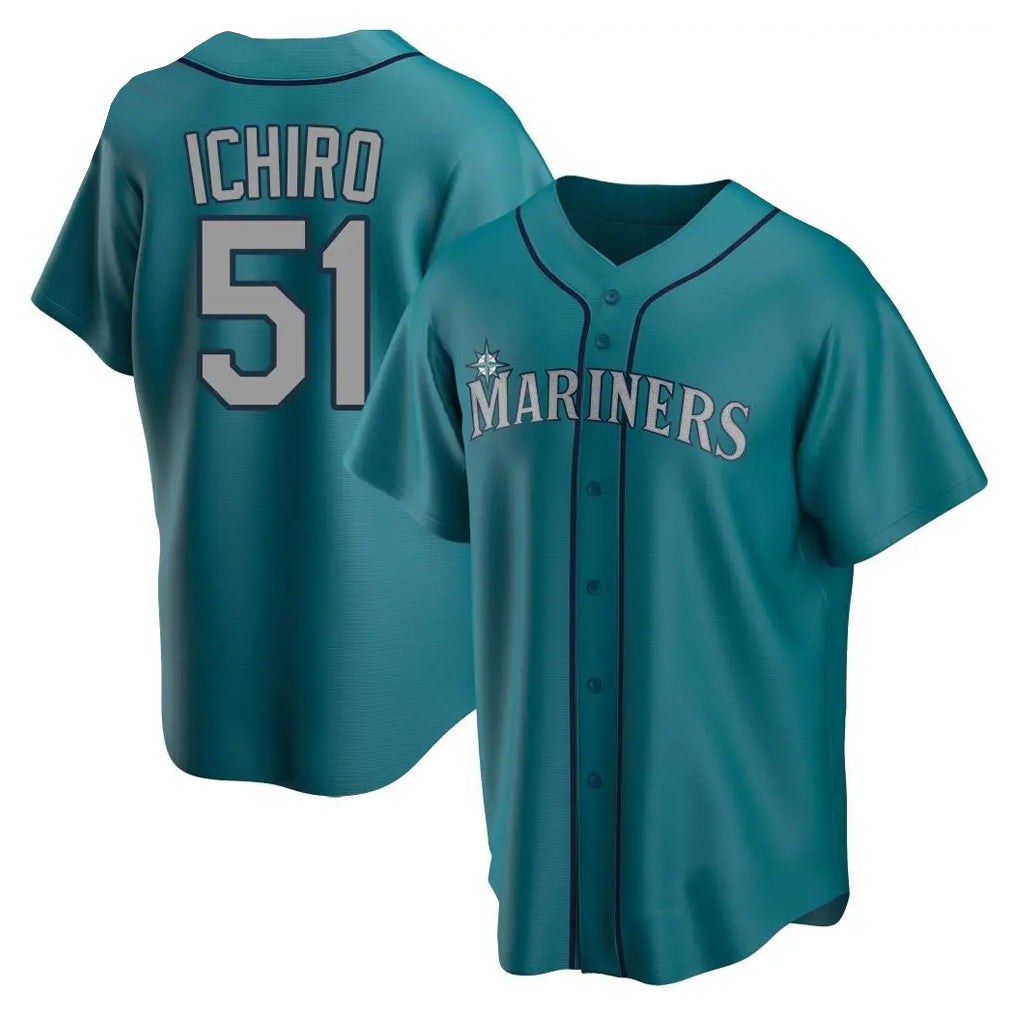 S.Mariners #51 Ichiro Suzuki Player Teal Home Game Hdoa Stitched Jerseys