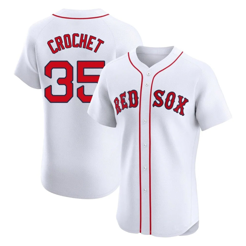 B.Red Sox #35 Garrett Crochet Player White Limited Elite Home Game Hdoa Stitched Jerseys