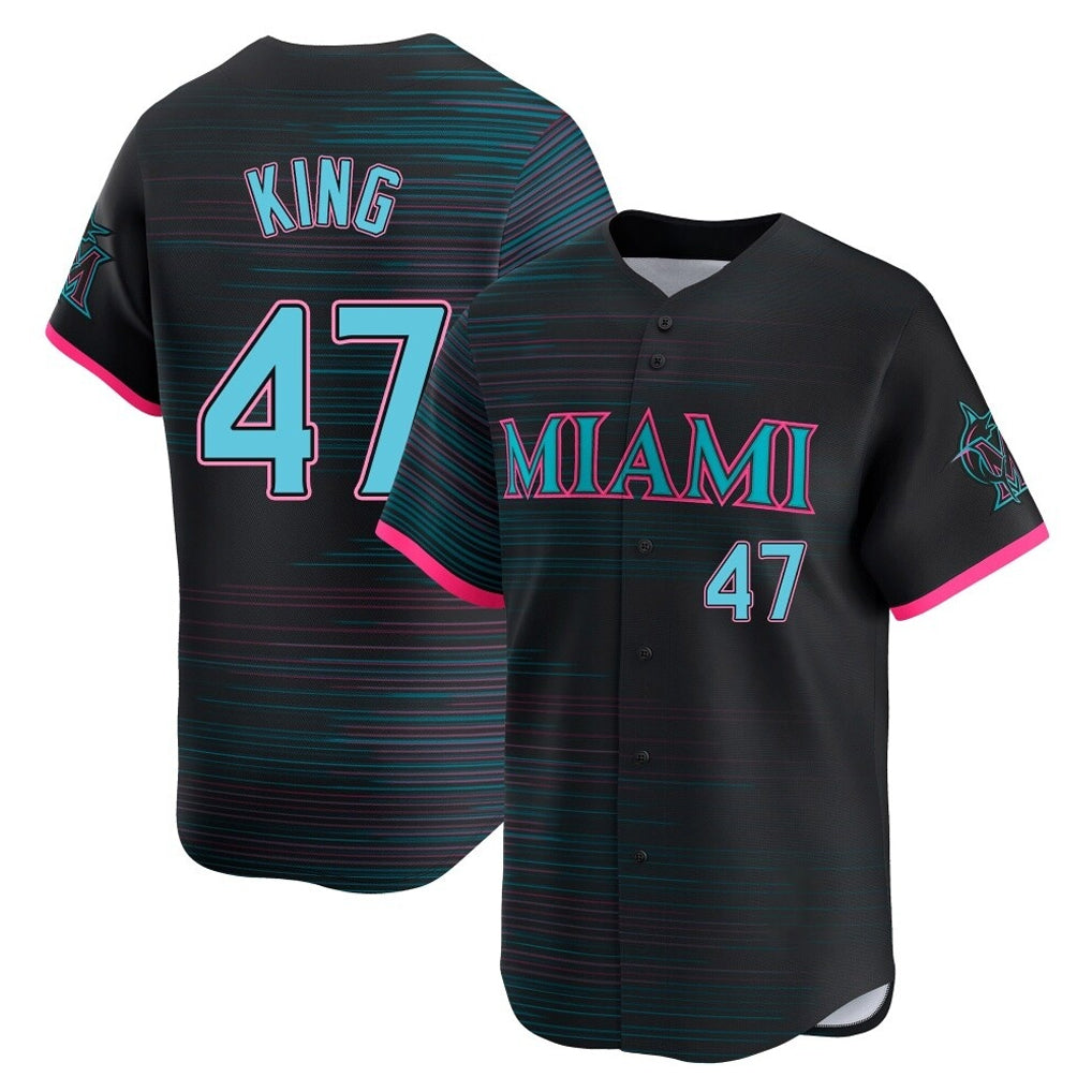 M.Marlins #47 John King Player Black City Connect Home Limited Hdoa Stitched Jerseys