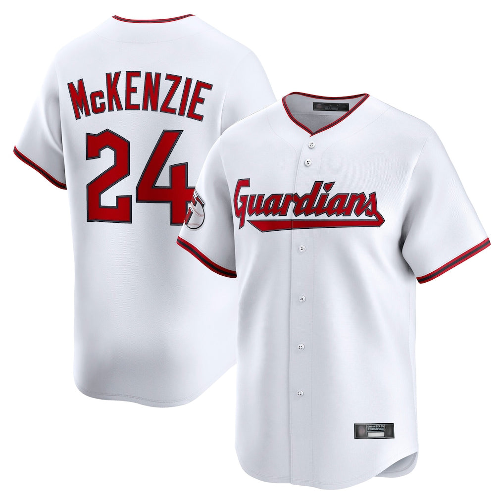 C.Guardians #24 Triston McKenzie Player White Limited Home Game Hdoa Stitched Jerseys