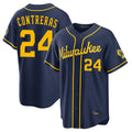 M.Brewers #24 William Contreras Player Navy Home Stadium Game Hdoa Stitched Jerseys