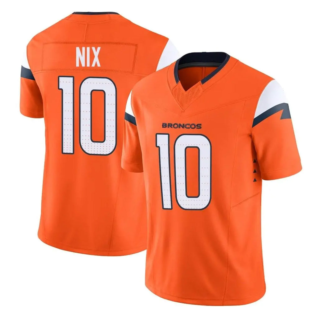 D.Broncos #10 Bo Nix Player Orange Vapor F.U.S.E. Limited Home Game Hdoa Stitched Jerseys