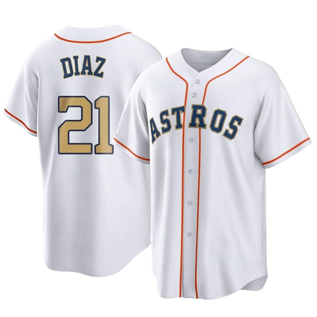 H.Astros #21 Yainer Diaz Player Gold Collection Game Home Hdoa Stitched Jerseys