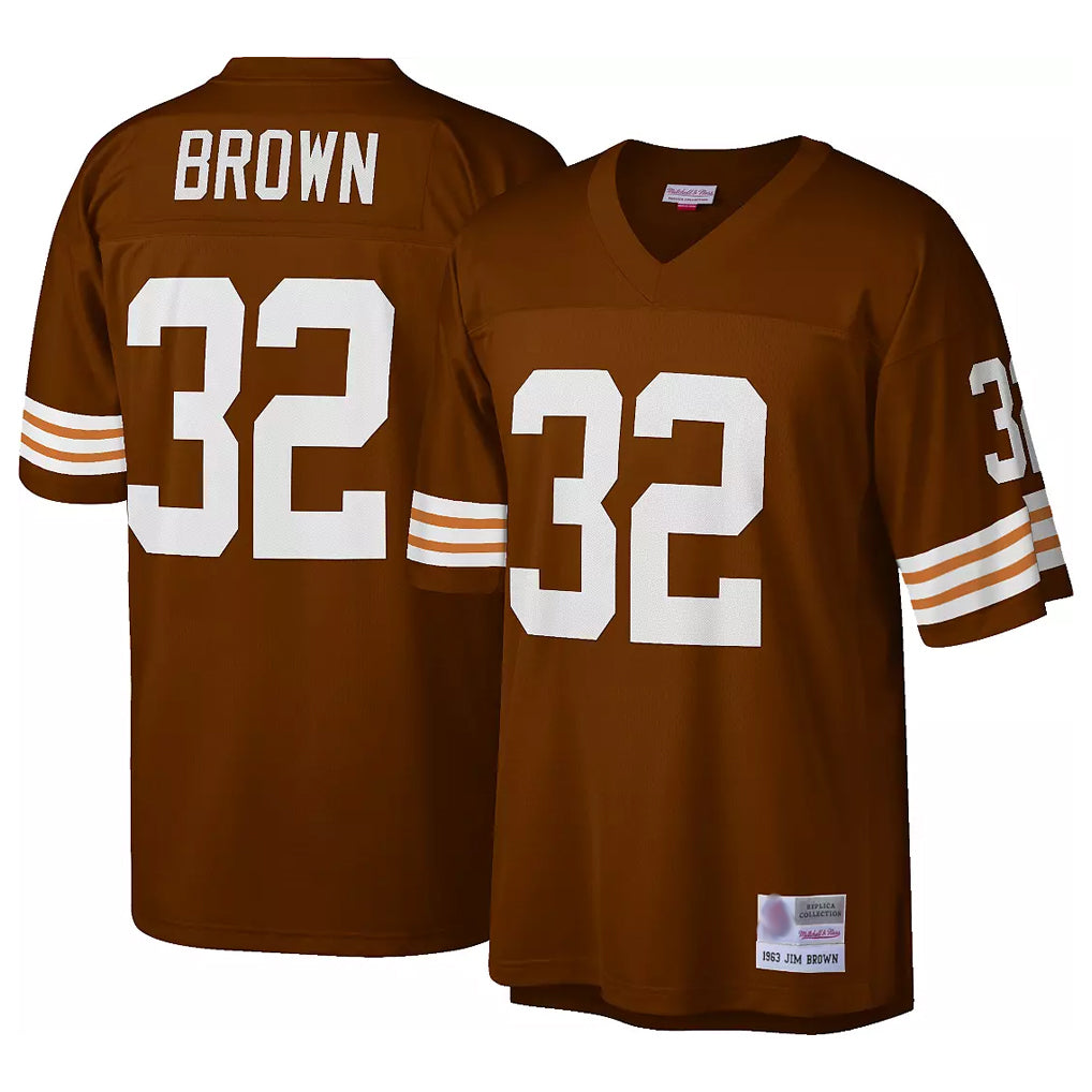C.Browns #32 Jim Brown Player Brown Mitchell & Ness 1963 Throwback Hdoa Stitched Jerseys