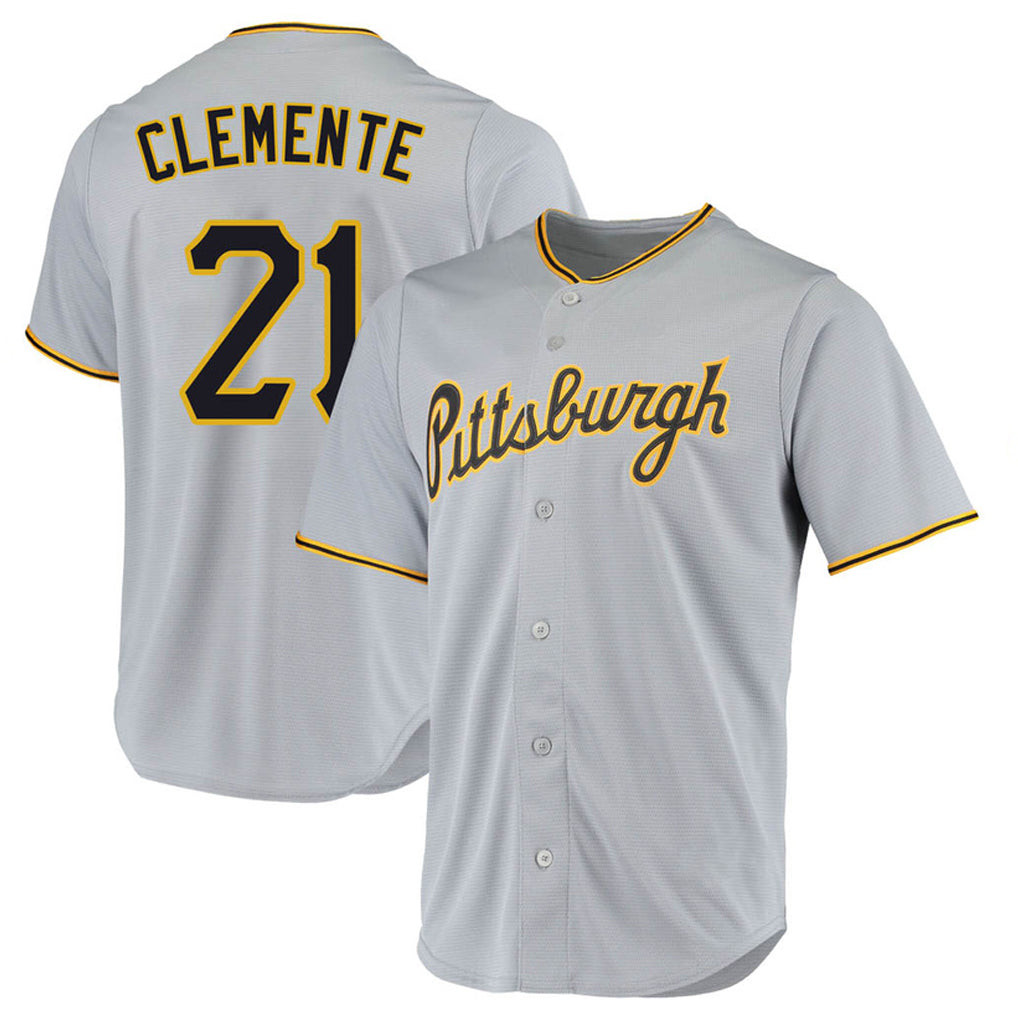 P.Pirates #21 Roberto Clemente Player Gray Road Home Game Hdoa Stitched Jerseys