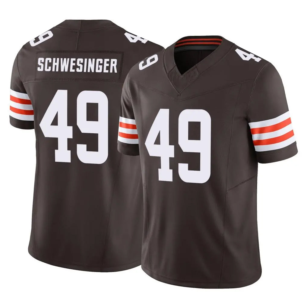 C.Browns #49 Carson Schwesinger Player Brown Vapor F.U.S.E. Limited Home Game Hdoa Stitched Jerseys