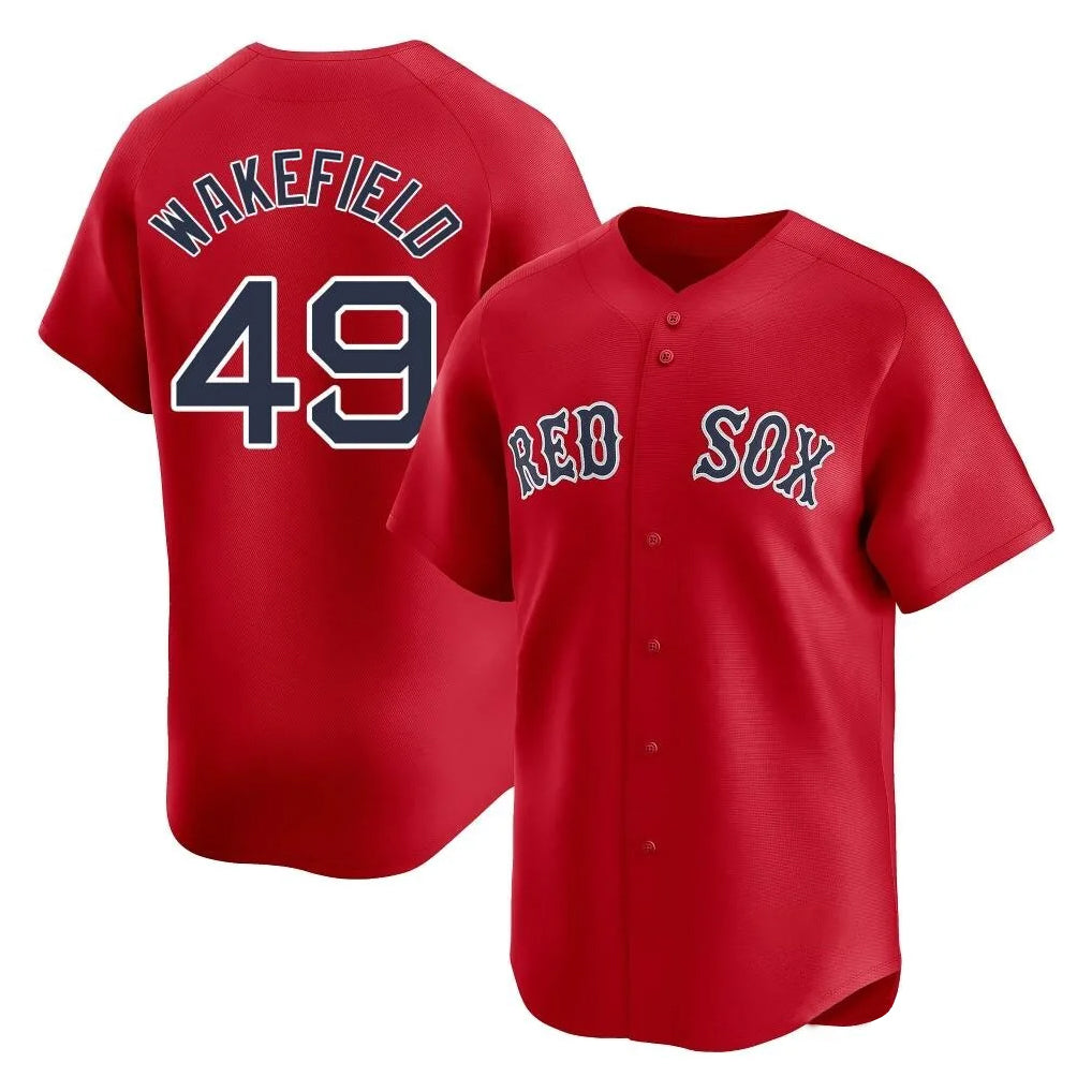 B.Red Sox #49 Tim Wakefield Player Red Limited Home Game Hdoa Stitched Jerseys