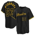 M.Brewers #53 Brandon Woodruff Player Black Snake Skin City Home Game Hdoa Stitched Jerseys
