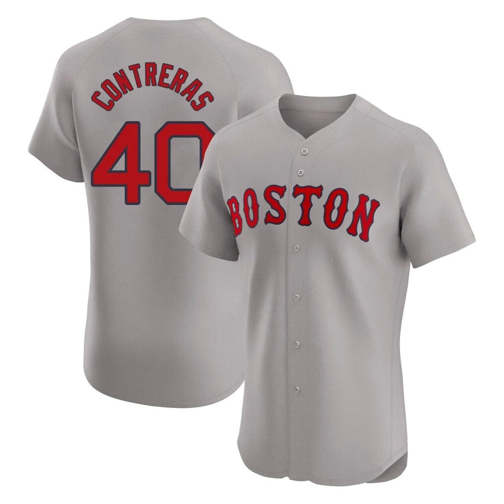 B.Red Sox #40 Willson Contreras Player Gray Road Limited Elite Home Game Hdoa Stitched Jerseys