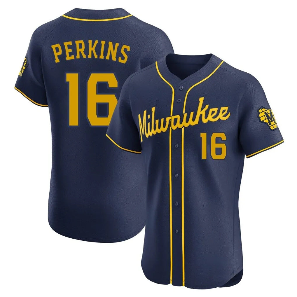 M.Brewers #16 Blake Perkins Player Navy Home Limited Elite Hdoa Stitched Jerseys