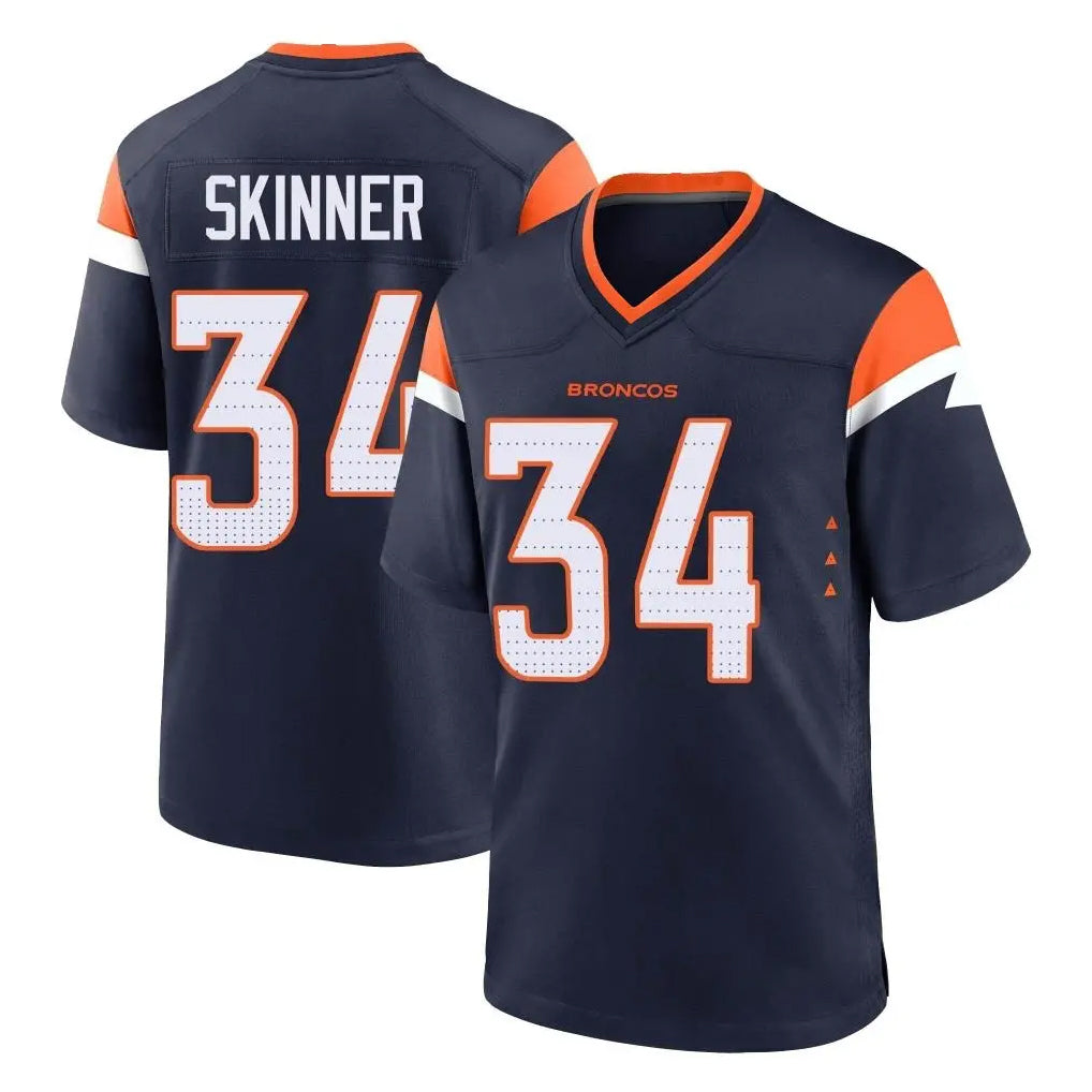 D.Broncos #34 JL Skinner Player Navy Home Game Hdoa Stitched Jerseys