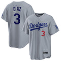 LA.Dodgers #3 Edwin D¨ªaz Player Gray Game Home Hdoa Stitched Jerseys