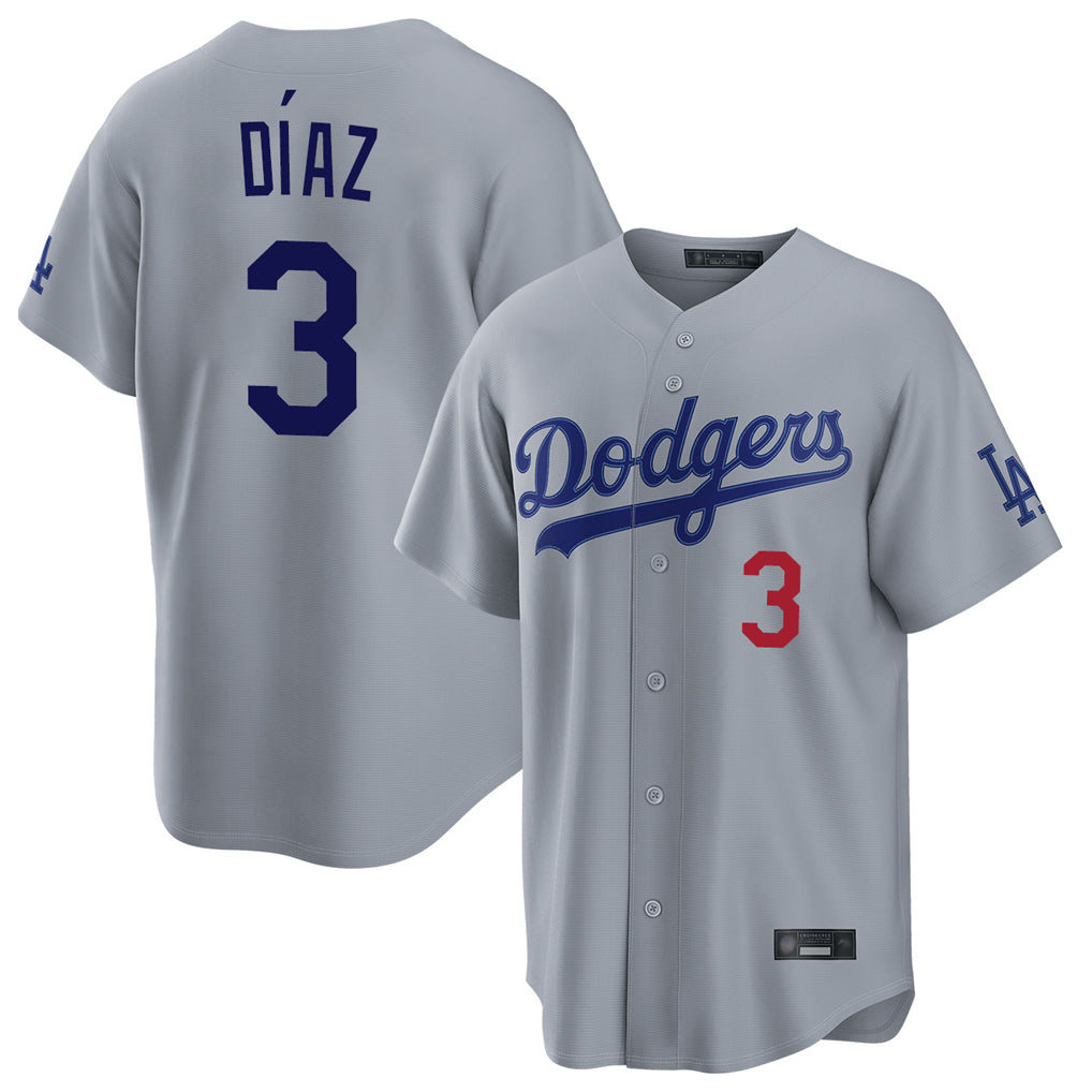 LA.Dodgers #3 Edwin D¨ªaz Player Gray Game Home Hdoa Stitched Jerseys