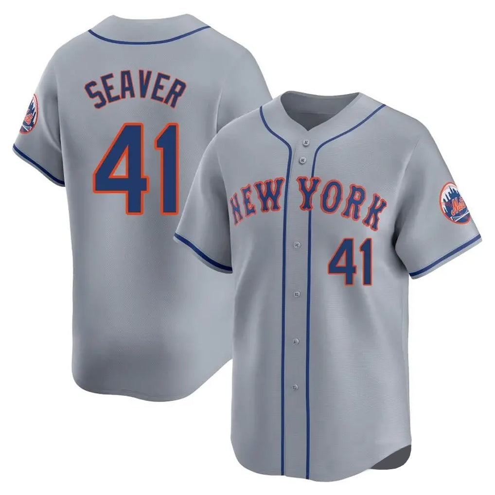 NY.Mets #41 Tom Seaver Player Gray Road Limited Home Hdoa Stitched Jerseys