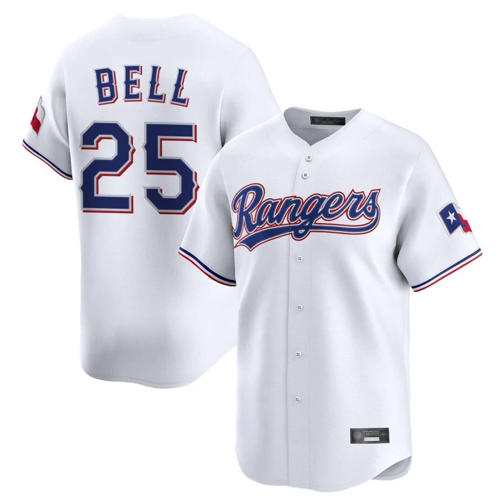 T.Rangers #25 Buddy Bell Player White Home Limited Hdoa Stitched Jerseys